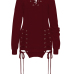 Sexy V Neck Eyelets Design Lace-up Wine Red Polyester Mini Dress Sexy V Neck Eyelets Design Lace-up Wine Red Polyester Mini Dress