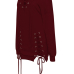 Sexy V Neck Eyelets Design Lace-up Wine Red Polyester Mini Dress Sexy V Neck Eyelets Design Lace-up Wine Red Polyester Mini Dress