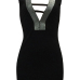 Sexy V Neck Hollow-out Black Polyester Sheath Mini Dress Sexy V Neck Hollow-out Black Polyester Sheath Mini Dress