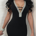 Sexy V Neck Hollow-out Black Polyester Sheath Mini Dress Sexy V Neck Hollow-out Black Polyester Sheath Mini Dress