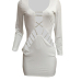 Sexy V Neck Hollow-out White Milk Fiber Sheath Mini Dress Sexy V Neck Hollow-out White Milk Fiber Sheath Mini Dress