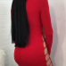  Sexy V Neck Long Sleeves Hollow-out Red Polyester Sheath Mini Dress
