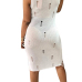  Sexy V Neck See-Through White Polyester Sheath Knee Length Dress