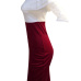 Stylish Falbala Design Wine Red Cotton Blend Sheath Mid Calf Dress Stylish Falbala Design Wine Red Cotton Blend Sheath Mid Calf Dress