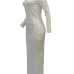  Stylish V Neck White Cotton Blend Sheath Mid Calf Dress