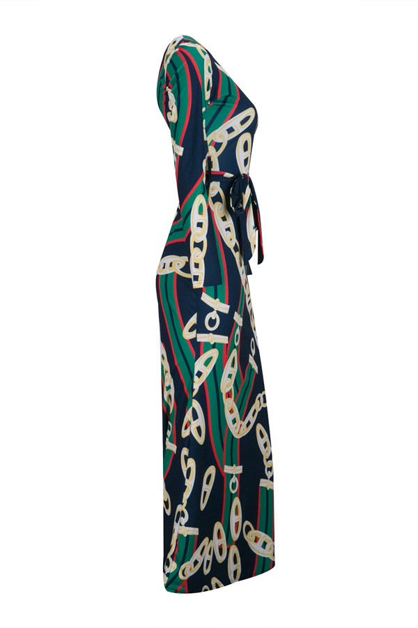  Trendy Round Neck Chain Printed Healthy Fabric Ankle Length Dress