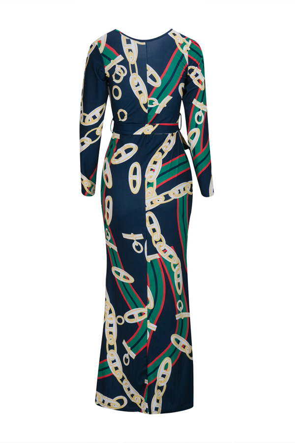  Trendy Round Neck Chain Printed Healthy Fabric Ankle Length Dress