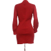  Trendy Round Neck Lace-up Wine Red Polyester Sheath Mini Dress