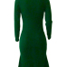 Trendy Turtleneck Asymmetrical Green Cotton Sheath Mid Calf Dress Trendy Turtleneck Asymmetrical Green Cotton Sheath Mid Calf Dress