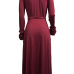 Trendy V Neck Falbala Design Wine Red Polyester Mid Calf Dress Trendy V Neck Falbala Design Wine Red Polyester Mid Calf Dress