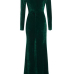 Trendy V Neck Velvet Fold Design Green Velvet Mermaid Ankle Length Dress Trendy V Neck Velvet Fold Design Green Velvet Mermaid Ankle Length Dress
