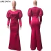 2018 winter autumn women o-neck puff long sleeve high waist mermaid maxi floor length dress fashion casual long dresses K9303