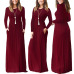 2019 Casual Elegant Long Maxi Dress Women Solid O-neck Long Sleeve Bodycon Party Dress Boho Beach Dress Tunic  Vestido Longo