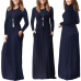 2019 Casual Elegant Long Maxi Dress Women Solid O-neck Long Sleeve Bodycon Party Dress Boho Beach Dress Tunic  Vestido Longo