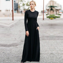 2019 Casual Elegant Long Maxi Dress Women Solid O-neck Long Sleeve Bodycon Party Dress Boho Beach Dress Tunic  Vestido Longo