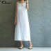 2019 Celmia Women White Shirt Dress Sexy Spaghetti Strap Beach Summer Sundress Casual Loose Female Vestidos Femme Plus Size 5XL