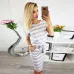 2019 New Summer dress women vintage draped sexy bodycon vestidos striped short sleeve slim female dresses 10 colors high quality