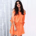 2019 New Women Sexy Slash neck Solid Color Off Shoulder Beach Dress Ruffled Half Sleeves Bow Loose Casual Belt Bohemia Dresses