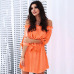 2019 New Women Sexy Slash neck Solid Color Off Shoulder Beach Dress Ruffled Half Sleeves Bow Loose Casual Belt Bohemia Dresses