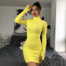 2019 Solid color dress with long sleeves high collar dress  #95133