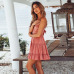 2019 Summer Dress Sexy Solid Color Deep V-Neck Sleeveless Dresses Casual Backless Bow Lace Mosaic Spaghetti Mini Female Vestidos