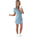 2019 Summer New Causal Irregular Shirt Jean Dress Women  Denim Short Sleeve Sexy Mini Dress Casual Loose Office Female Vestidos