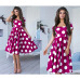 2019 Summer New Fashion Lady Bohemian Dot Printed A-line Party Dress O-Neck Elegant Female Chic Women Prom Vintage Vestidos