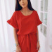 2019 Summer New Fashion Loose Dress Casual Bat Sleeve Ruffled Solid Ladies Dresses O-neck Belt Elegant Party Female Vestidos