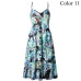 2019 Summer Women Button Decorated Print Dress Off-shoulder Party Beach Sundress Boho Spaghetti Long Dresses Plus Size FICUSRONG