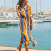 2019 Turn Down Collar Office Ladies Stripe Shirt Dress Long Chiffon Beach Dress Casual Long Sleeve Elegant Party Dress Vestidos