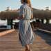 2019 Turn Down Collar Office Ladies Stripe Shirt Dress Long Chiffon Beach Dress Casual Long Sleeve Elegant Party Dress Vestidos