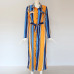 2019 Turn Down Collar Office Ladies Stripe Shirt Dress Long Chiffon Beach Dress Casual Long Sleeve Elegant Party Dress Vestidos