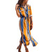 2019 Turn Down Collar Office Ladies Stripe Shirt Dress Long Chiffon Beach Dress Casual Long Sleeve Elegant Party Dress Vestidos