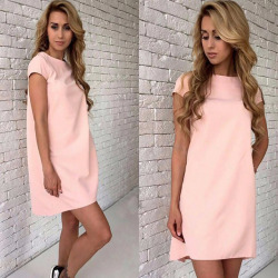 2019 Women New Summer Fashion Casual Loose Dress Mini T Shirt Solid O-neck Short Sleeve Elegant Sexy Party Feminina Vestidos