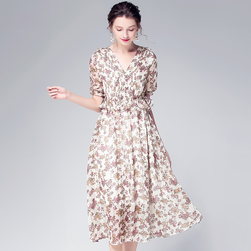 2019 summer European and American dress women's floral color #94980