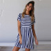 2019 summer new fashion O-neck short sleeved Party Ladies dress casual mini striped dresses loose Elegant Prom Female Vestidos