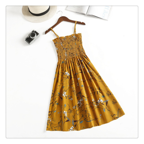 24 Colors Women Summer Floral Dress 2019 Femail Sleeveless Slim Cotton Spaghetti Strap Print Dress Women Elegant Casual Dress