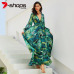 7-shops Summer Beach  Maxi Dress Women Deep V Neck Print Party Dress Lace-Up Sexy Ladies Bohemian Dresses Elegant Long Dress