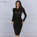 ADYCE 2019 New Black Bandage Dress Women Spring Celebrity Party Dress Long Sleeve Olive Mesh Gray Red Midi Bodycon Club Dresses