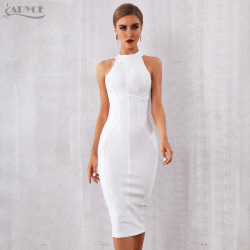 ADYCE 2019 New Summer White Women Bandage Dress Vestidos Elegant Tank Sexy Sleeveless Bodycon Club Dresses Celebrity Party Dress