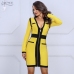 Adyce 2019 High Quality Summer Bandage Dress Women Yellow&Black V Neck Long Sleeve Dress Celebrity Evening Party Dress Vestidos