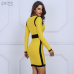 Adyce 2019 High Quality Summer Bandage Dress Women Yellow&Black V Neck Long Sleeve Dress Celebrity Evening Party Dress Vestidos