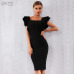 Adyce 2019 New Arrive Summer Women Celebrity Party Bandage Dress Vestido Sexy Black Ruffles Butterfly Sleeve Bodycon Club Dress