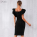 Adyce 2019 New Arrive Summer Women Celebrity Party Bandage Dress Vestido Sexy Black Ruffles Butterfly Sleeve Bodycon Club Dress