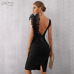 Adyce 2019 New Summer Bodycon Bandage Dress Women Sexy Black V-Neck Ruffles Mesh Backless Vestidos Celebrity Evening Party Dress