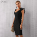 Adyce 2019 New Summer Bodycon Bandage Dress Women Sexy Black V-Neck Ruffles Mesh Backless Vestidos Celebrity Evening Party Dress