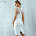 Adyce 2019 New Summer Women Bandage Dress Vestidos Sexy White Black Lace Short Sleeve Hollow Out Club Dress Evening Party Dress