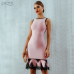 Adyce 2019 Women Summer Bandage Dress Vestido Pink Lace Up Backless Mermaid O-Neck Tank Dress Mini Celebrity Evening Party Dress