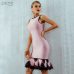 Adyce 2019 Women Summer Bandage Dress Vestido Pink Lace Up Backless Mermaid O-Neck Tank Dress Mini Celebrity Evening Party Dress