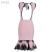 Adyce 2019 Women Summer Bandage Dress Vestido Pink Lace Up Backless Mermaid O-Neck Tank Dress Mini Celebrity Evening Party Dress